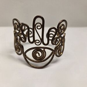 Artisan Swirl Open Cuff Bracelet Boho Chic Metal Jewelry